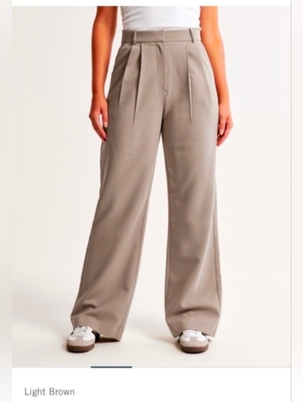 Abercrombie & Fitch Sloane Tailored Wide-Leg Pants - Light Brown